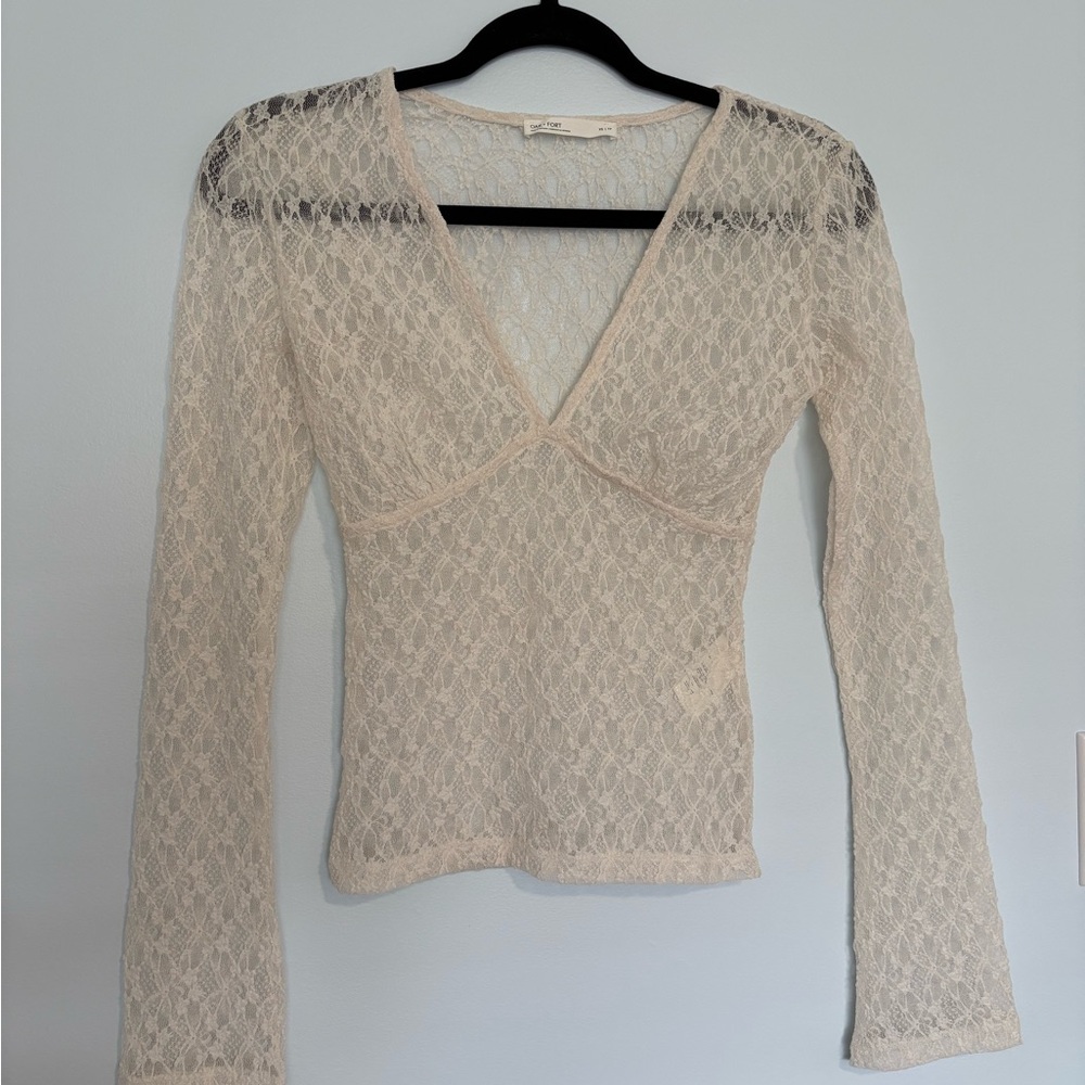 Oak + Fort Cream Lace Top